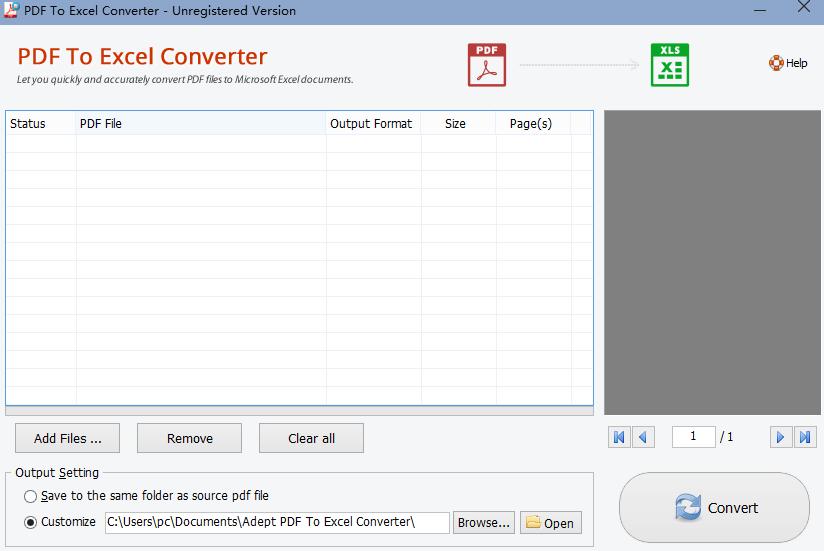 Adept PDF to Excel Converter下载,PDF转Excel转换器